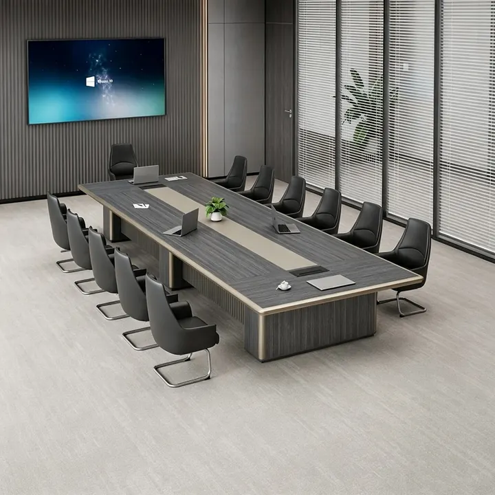 Atrium Conference Table - 12 Seat - Twelve-seat boardroom table with upholstered modesty panels