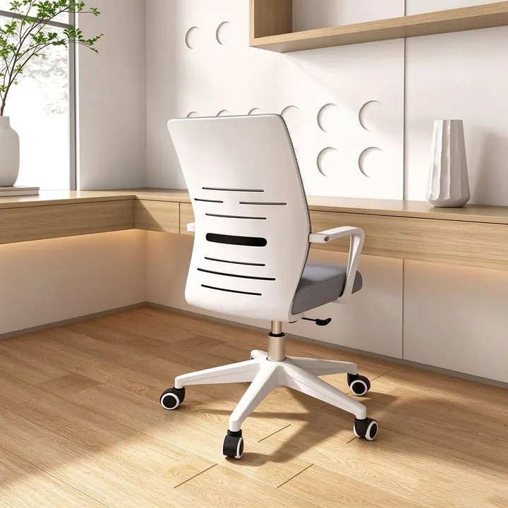 Aura Mesh Task Chair - White Edition - Light grey mesh chair with white frame and polished base