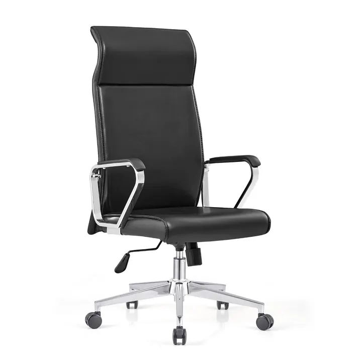 Barclay Leather Executive Chair - Black leather executive chair with adjustable headrest