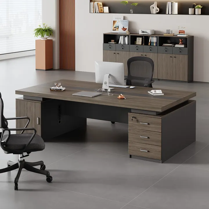 Blackwood Executive Desk - Compact dark oak desk with integrated pedestal