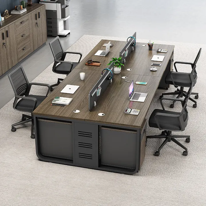 Boardroom Conference Table - 10 Seat - Ten-seat table with dark timber top and metal frame