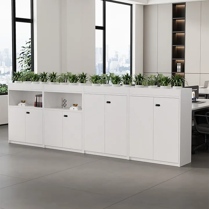 Cabin Credenza with White Cupboard - Oak and white storage combination with counter top