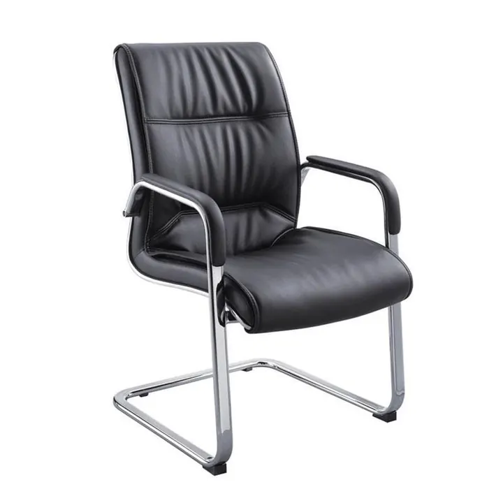 Claridge Leather Visitor Chair - Black leather cantilever chair for executive guest seating
