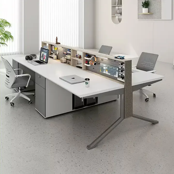 Linea Executive Workbench - Supervisor bench with timber modesty screens and drawer banks