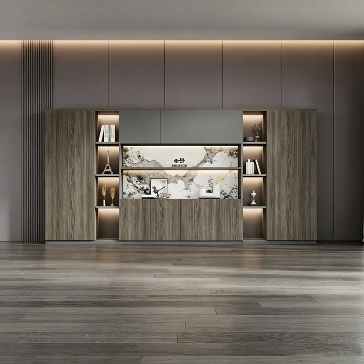 Lumen Illuminated Display Credenza - Backlit display credenza for reception and executive floors