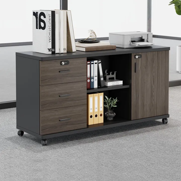 Merchant Mobile Filing Pedestal - Mobile under-desk pedestal with timber front