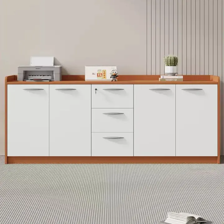 Nordic Credenza & Printer Cabinet - Low credenza with printer bay and cable outlets