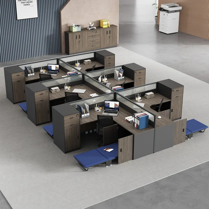 Quadro Workstation Cluster with Acoustic Panels - Eight-position cluster with full acoustic screen surrounds