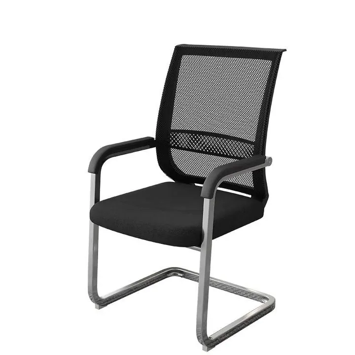 Rive Mesh Visitor Chair - Black mesh visitor chair on polished cantilever frame