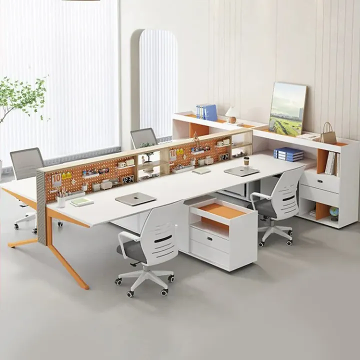 Terra Desk System with Acoustic Screens - Oak workstation range with acoustic screens and shelf rails