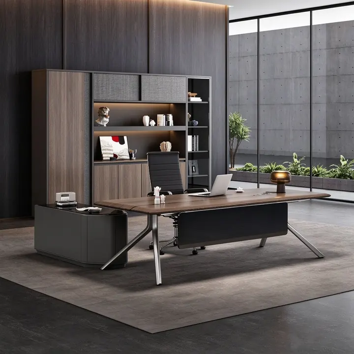 Thames Executive Desk & Tower - Executive desk paired with a full-height storage tower