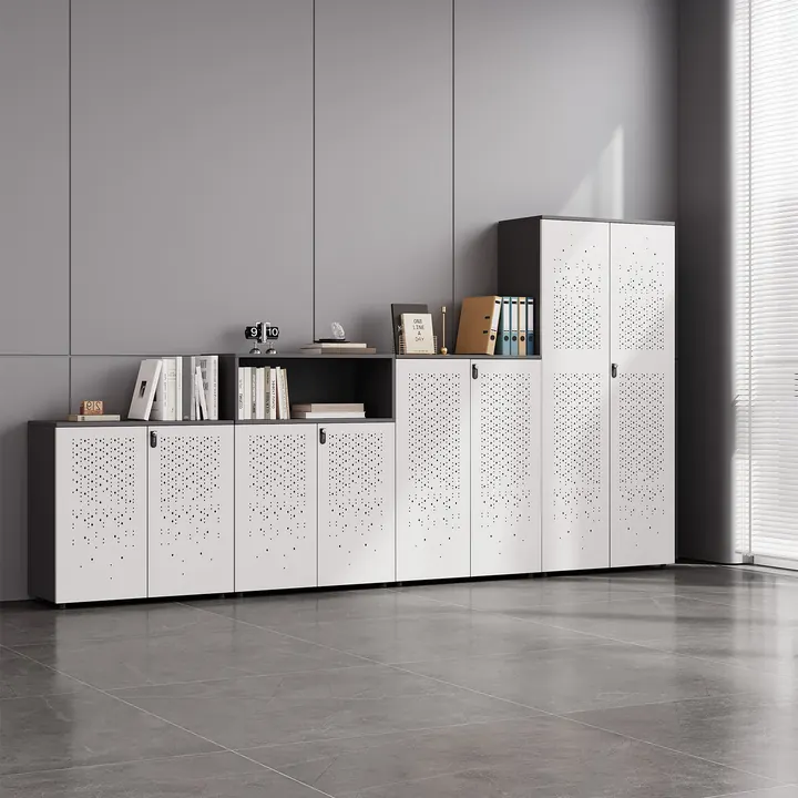 Vent Perforated Storage Cabinet - Perforated metal storage run with sliding access